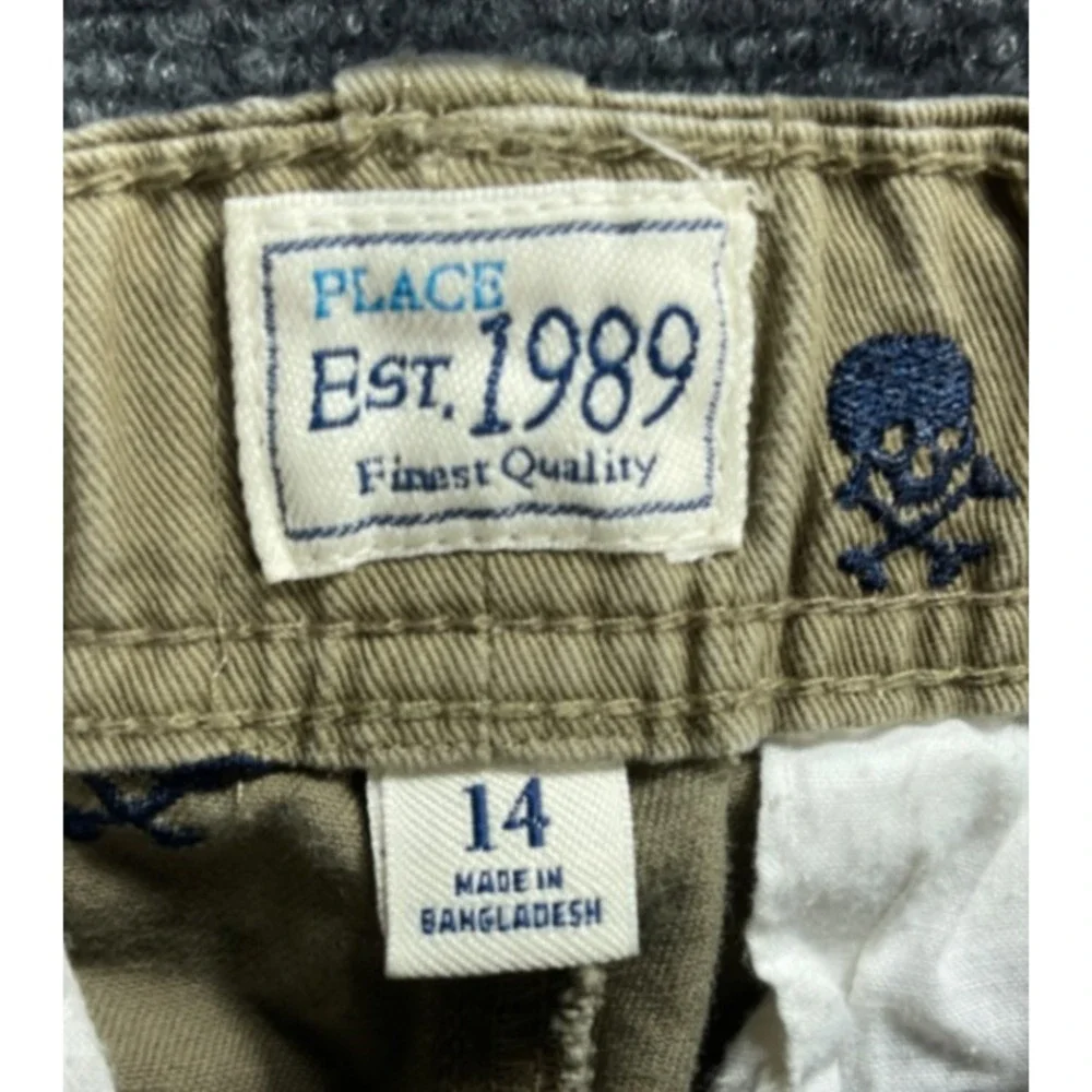 The Children's Place Boys Size 14 Skull Print Khaki‎ Pants Casual